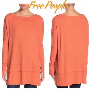 Free People Coral North Shore Thermal Top L